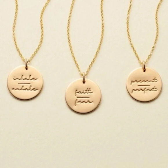 Mind over Matter Gold Round Disc Charm Necklace - Picture 9 of 11